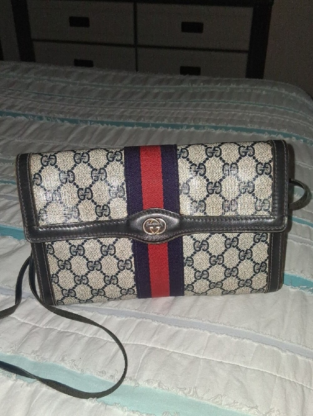 GG  Crossbody with Red & Blue Stripe